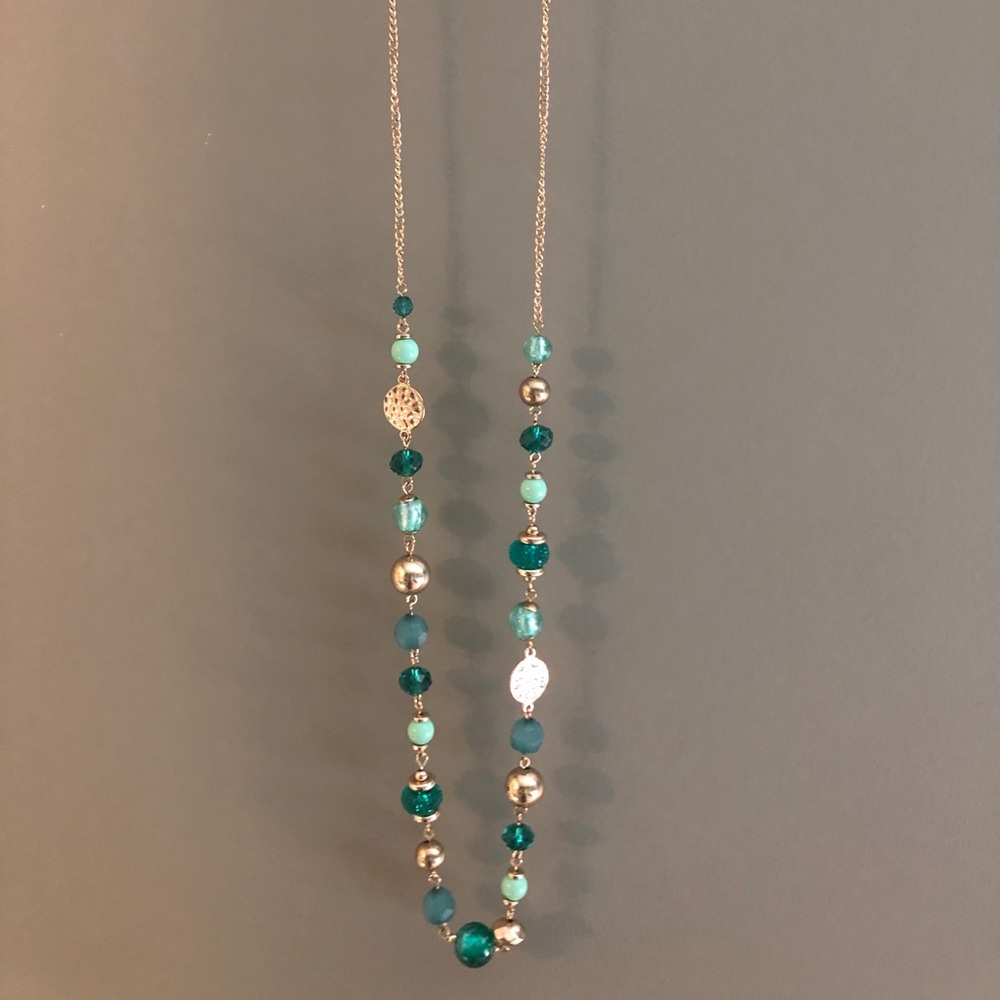 Loft green and gold statement necklace